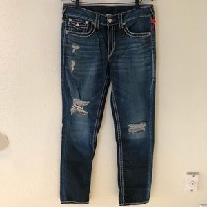 True Religion- SLIM FLAP RED BIG T MENS JEAN